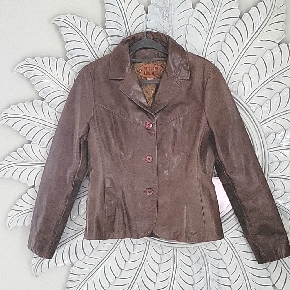 Vintage Wilsons Leather Jacket Brown Size Medium